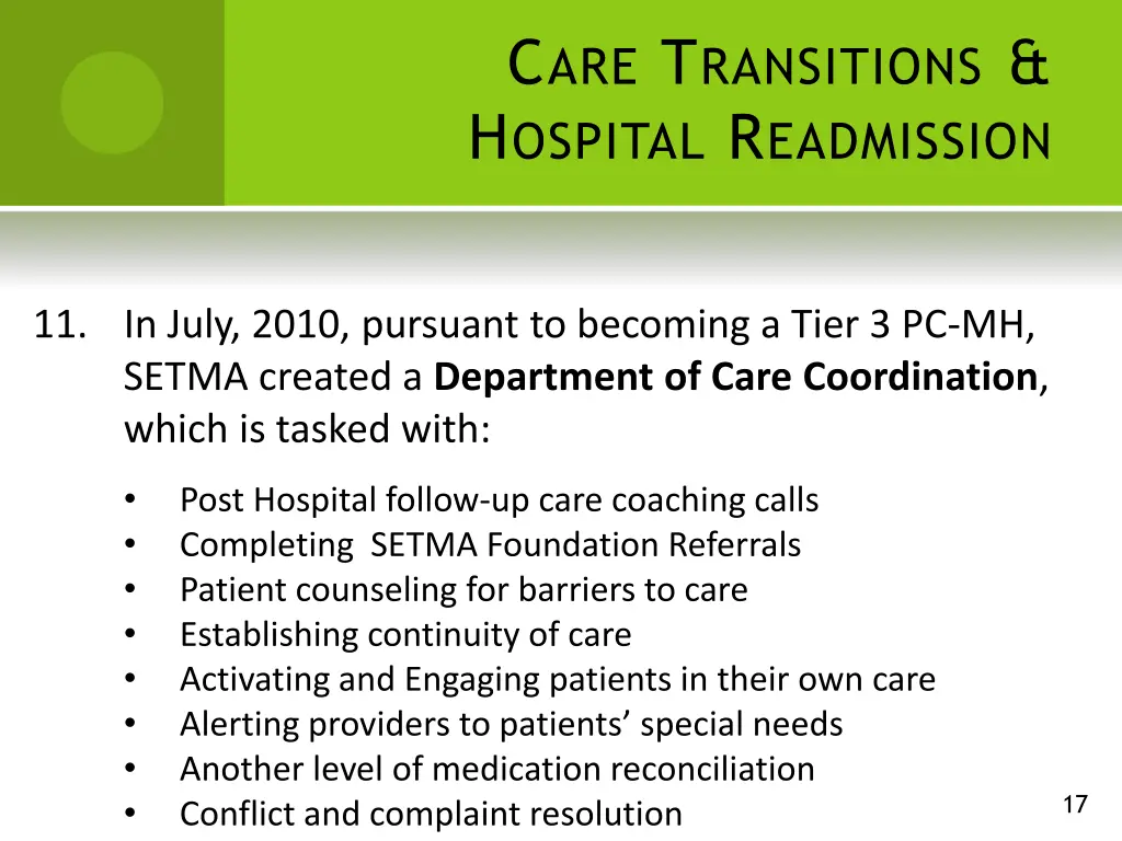 c are t ransitions h ospital r eadmission 11