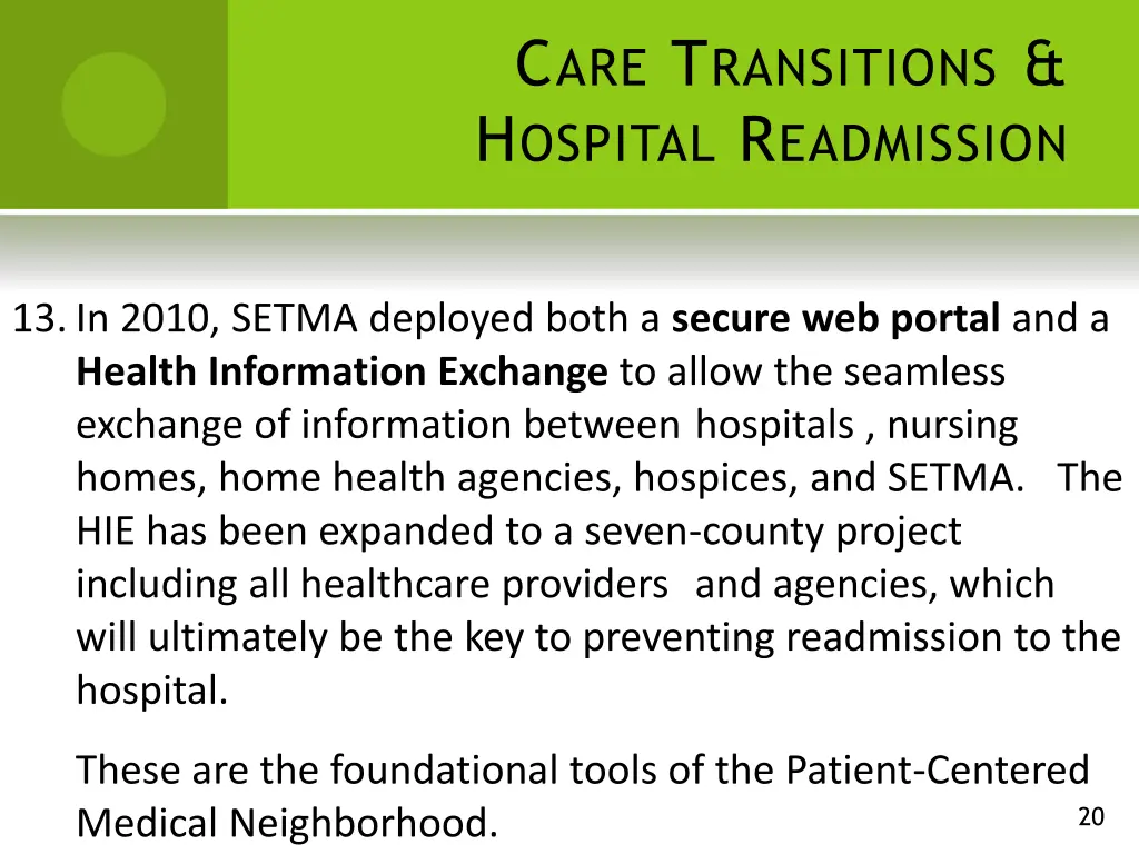 c are t ransitions h ospital r eadmission 13