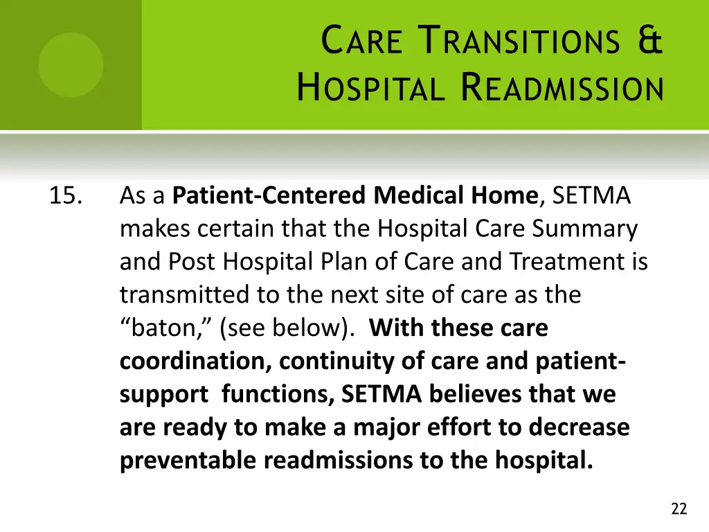c are t ransitions h ospital r eadmission 15