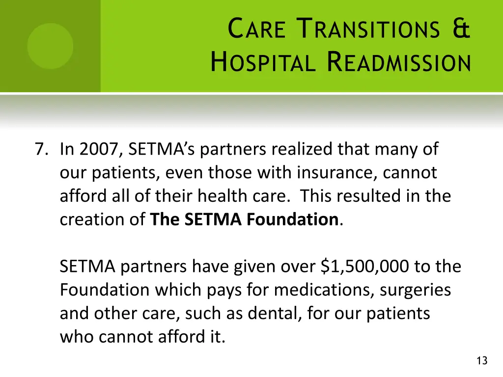 c are t ransitions h ospital r eadmission 7
