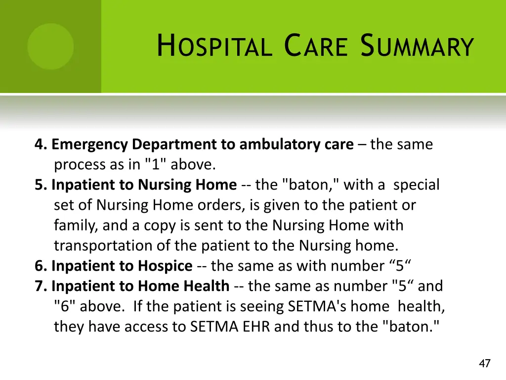 h ospital c are s ummary 6
