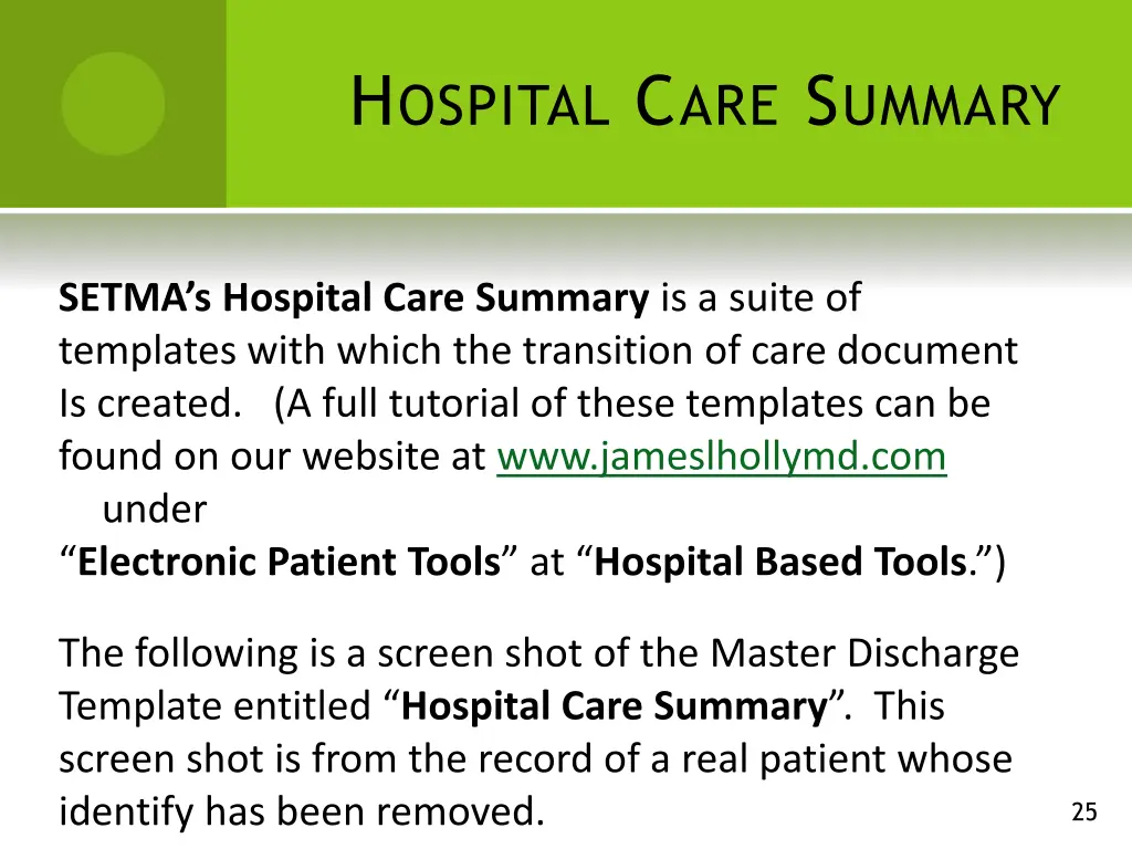 h ospital c are s ummary