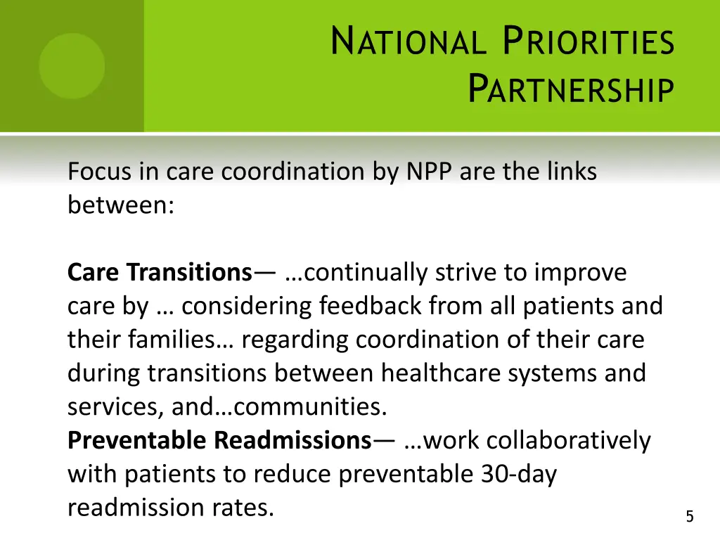 n ational p riorities p artnership 2