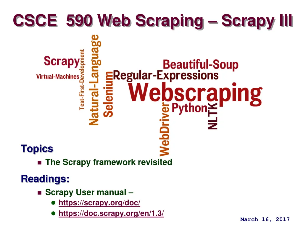 csce 590 web scraping scrapy iii