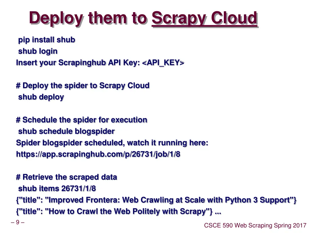 deploy them to scrapy cloud
