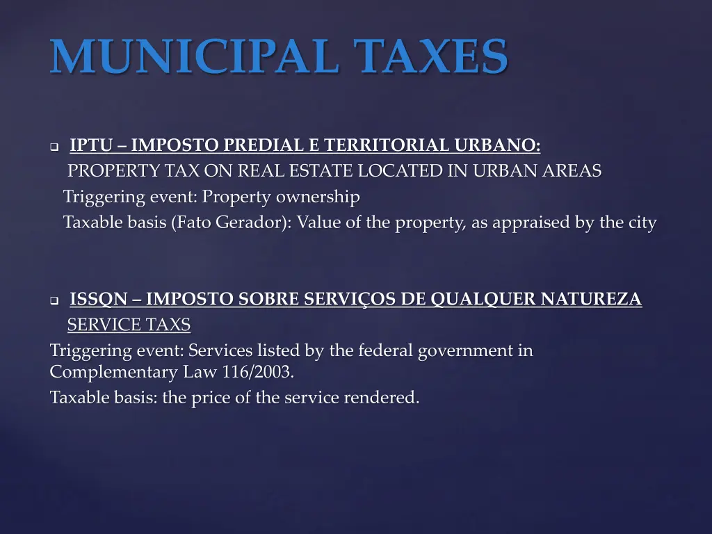 municipal taxes