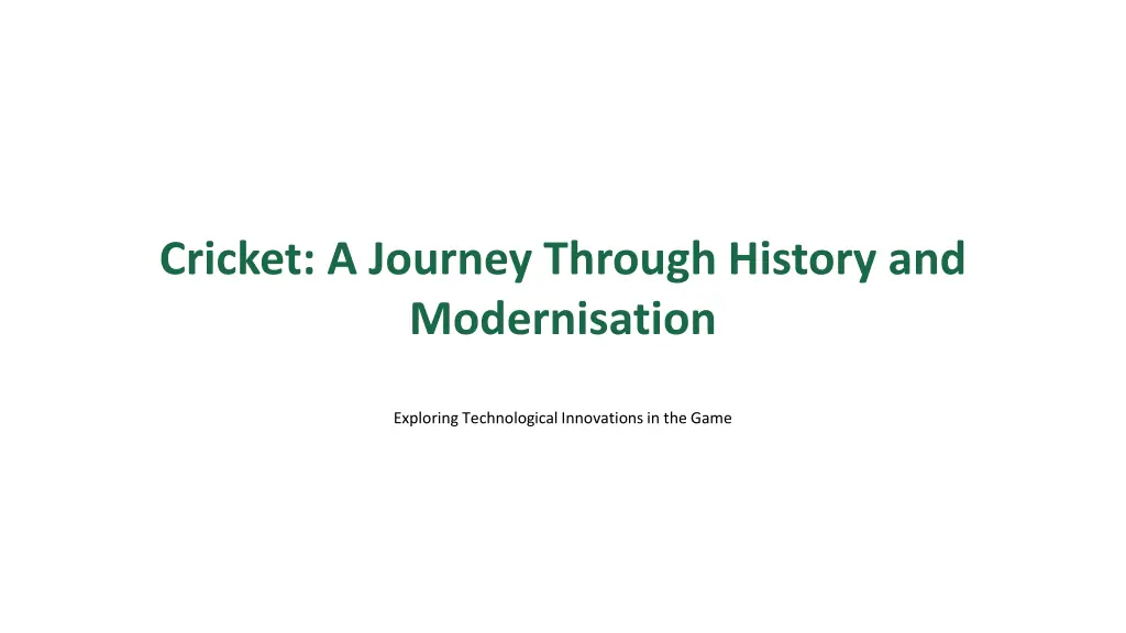 cricket a journey through history