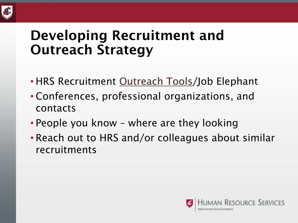 developing recruitment and outreach strategy