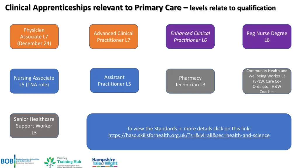 clinical apprenticeships relevant to primary care