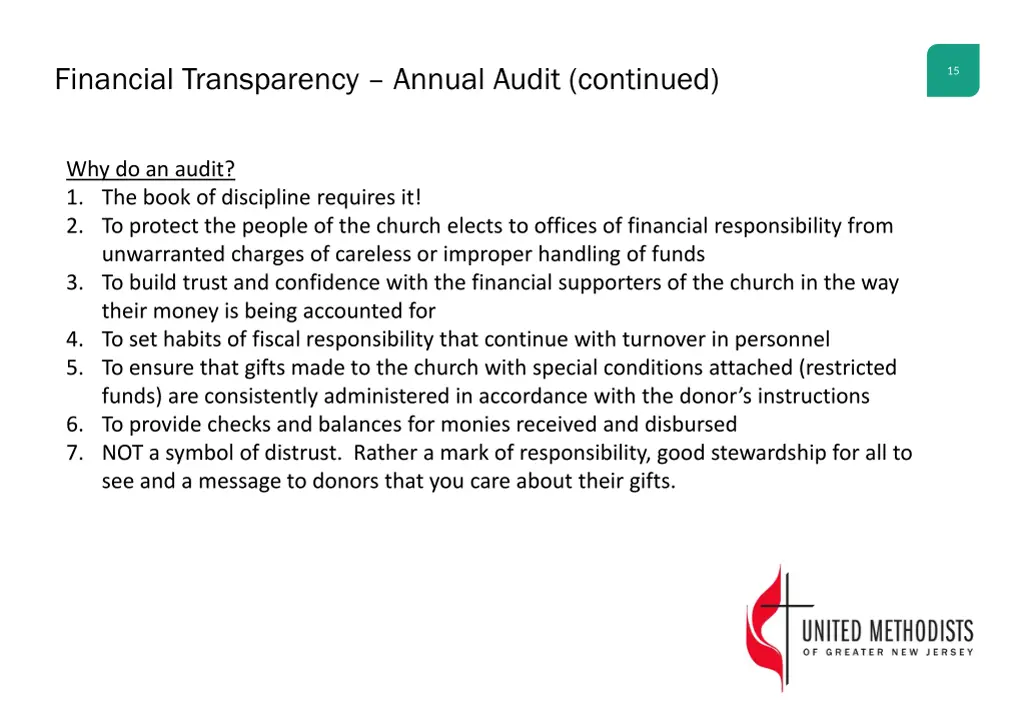financial transparency annual audit continued