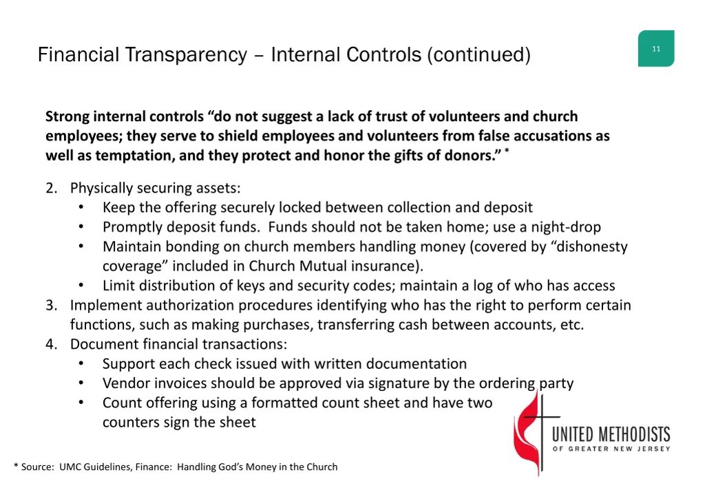 financial transparency internal controls continued
