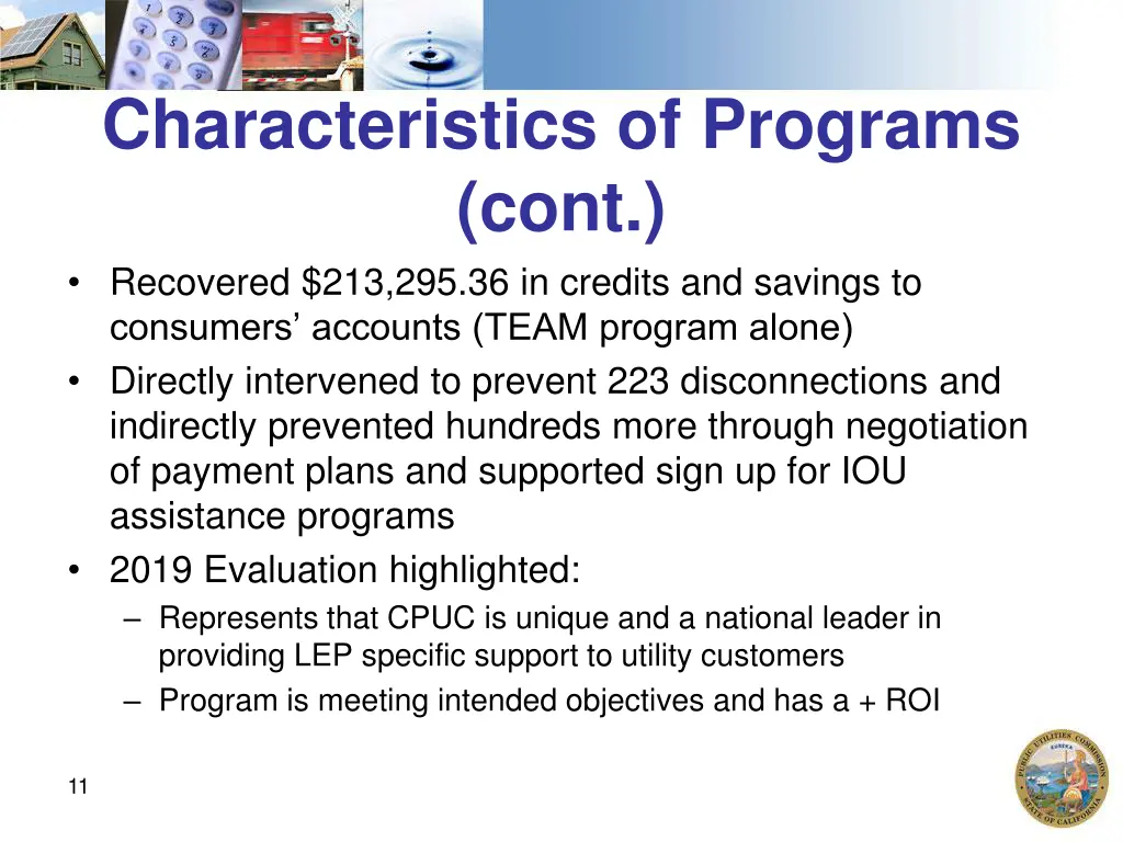 characteristics of programs cont recovered