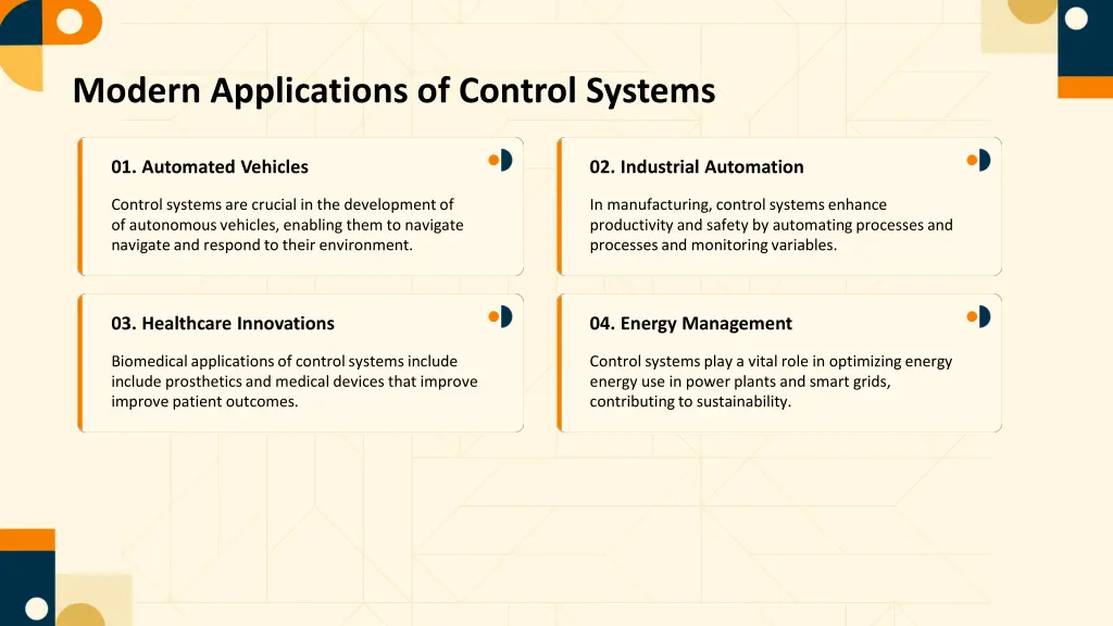 modern applications of control systems