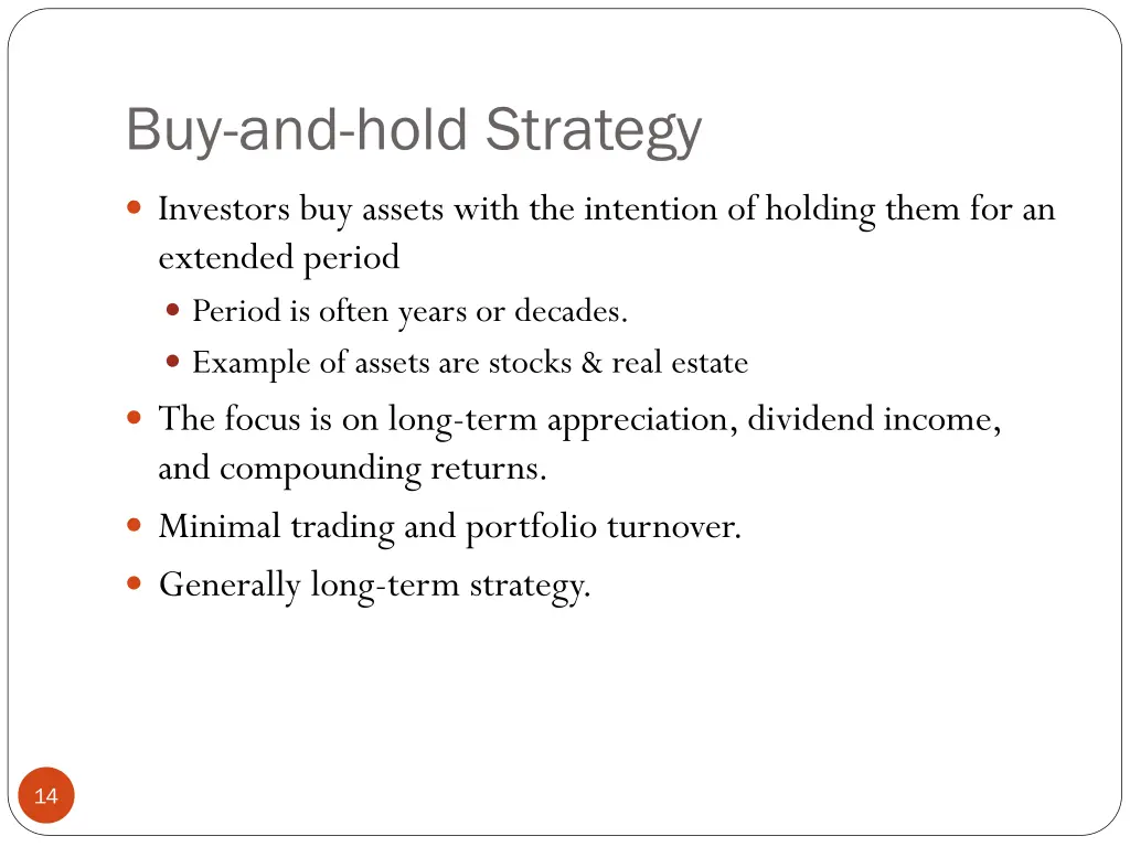 buy and hold strategy