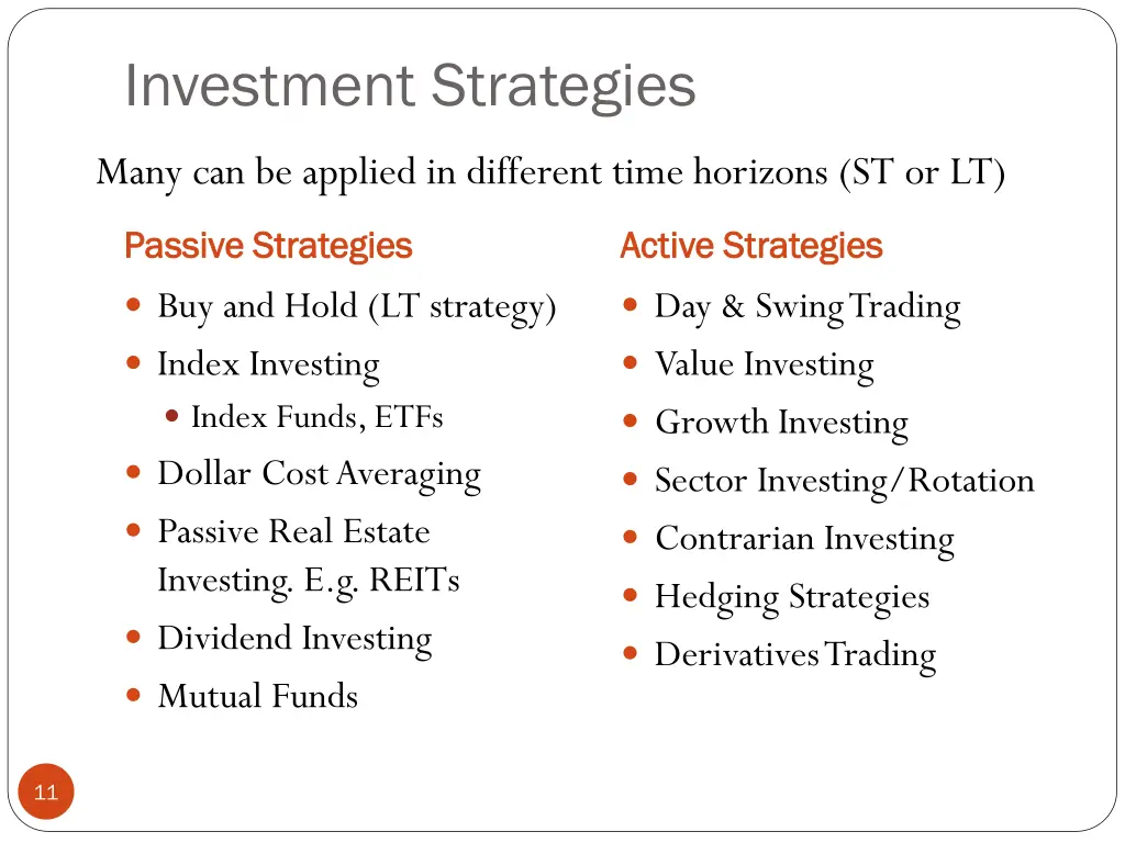 investment strategies