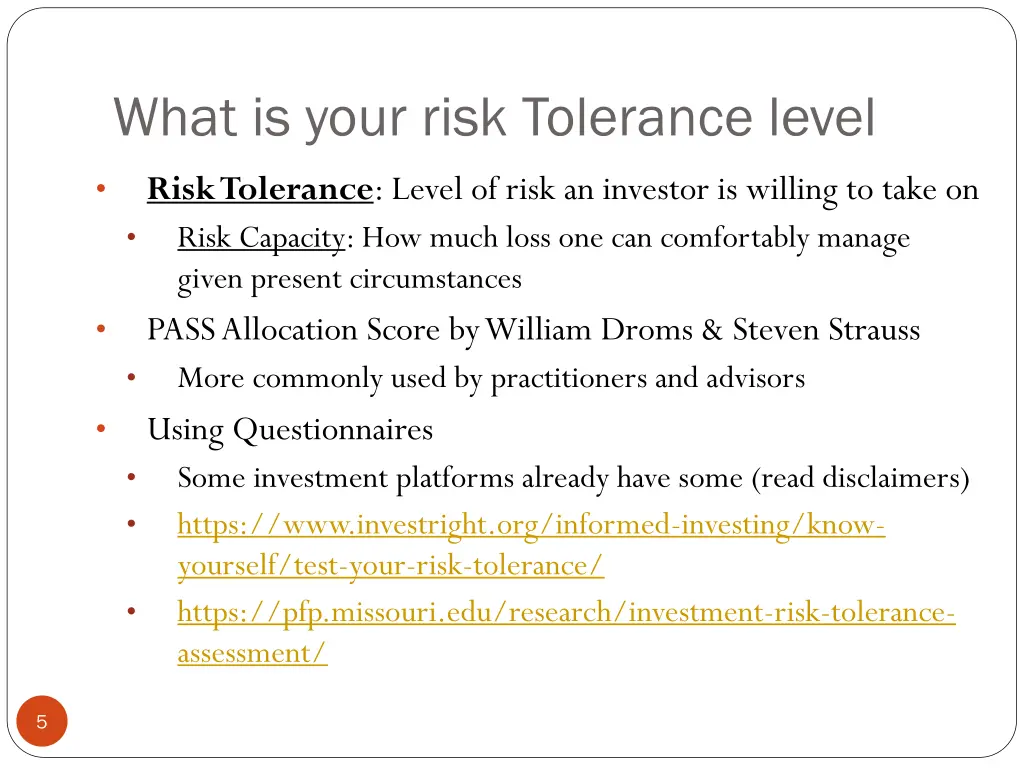 what is your risk tolerance level