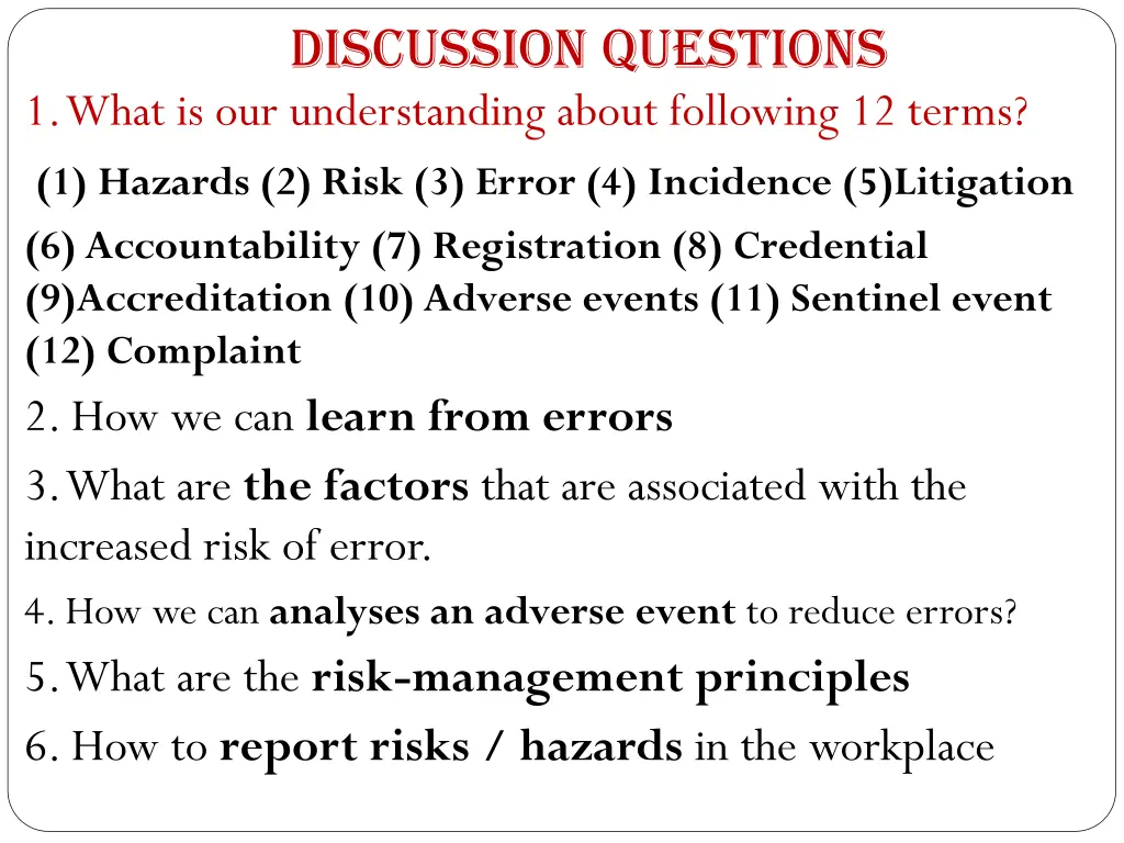 discussion questions 1 what is our understanding