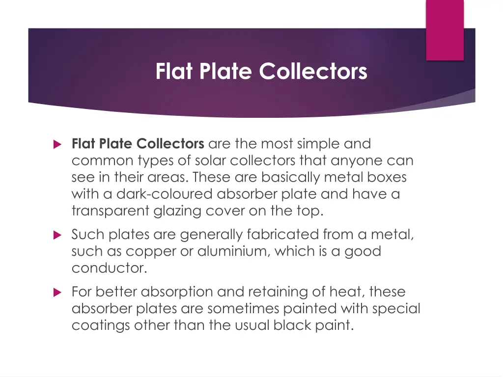 flat plate collectors