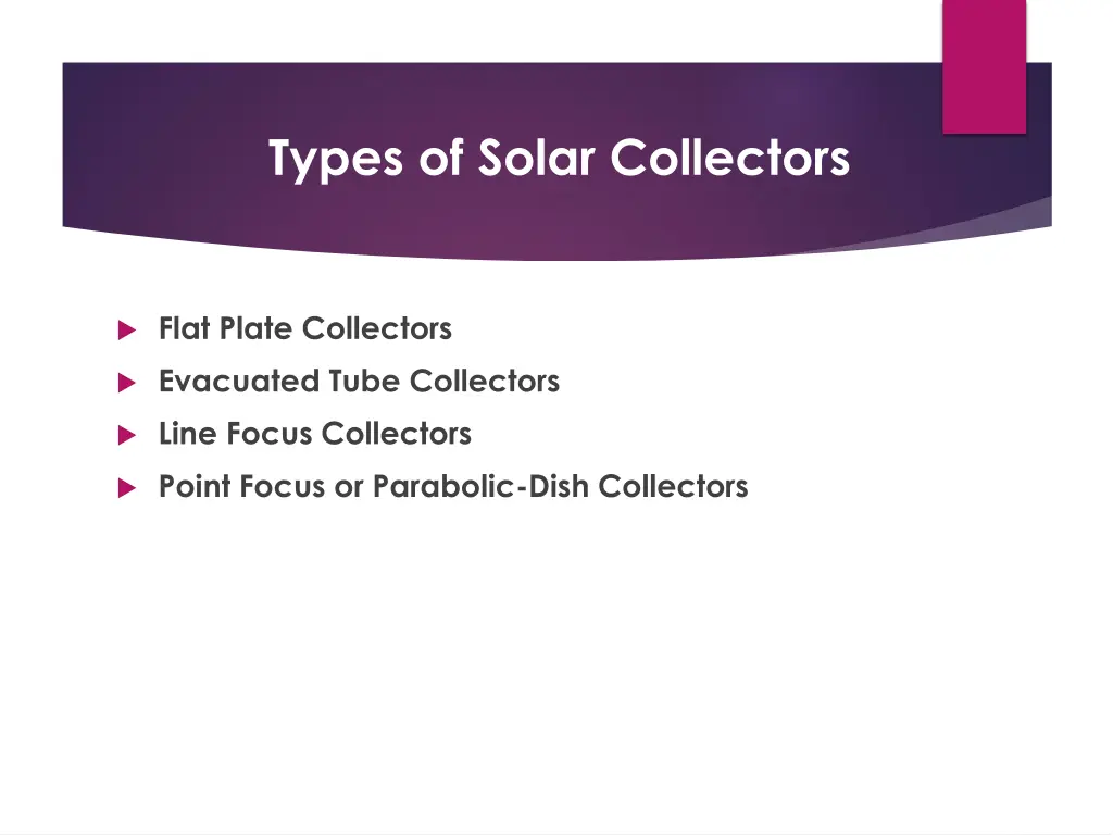 types of solar collectors