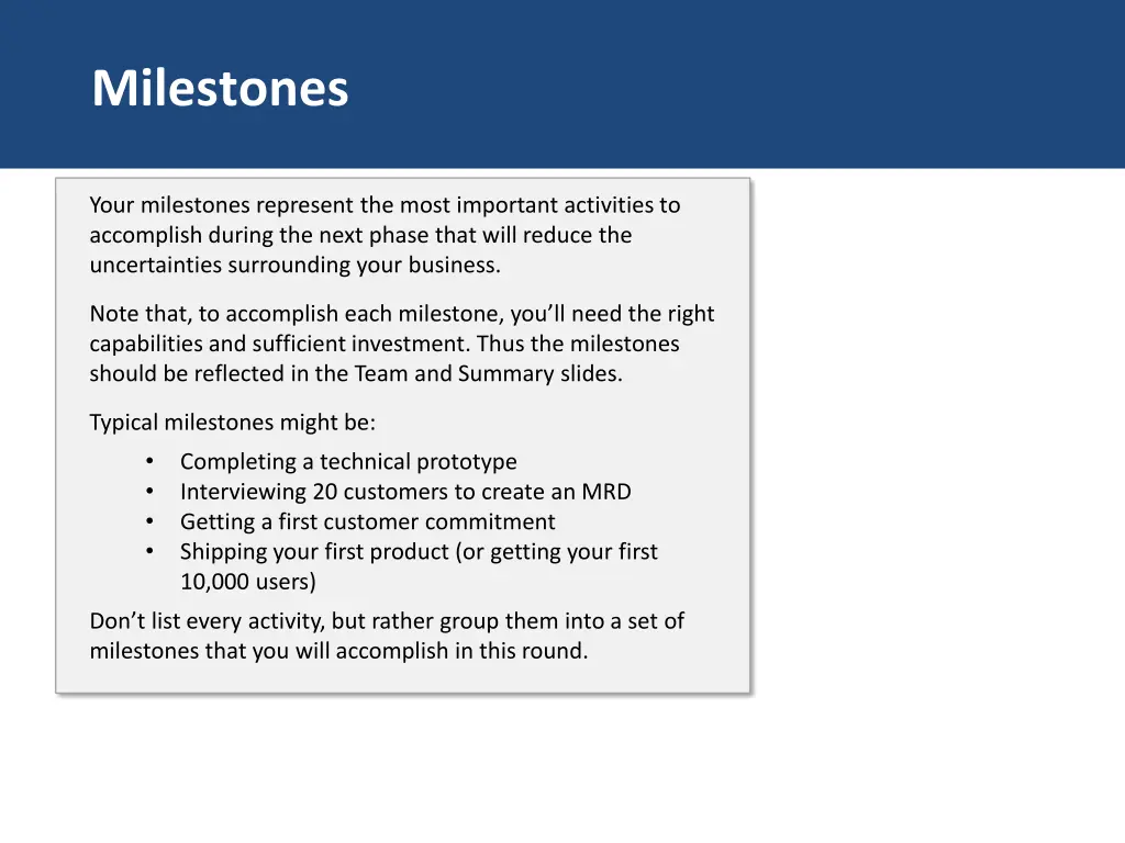 milestones