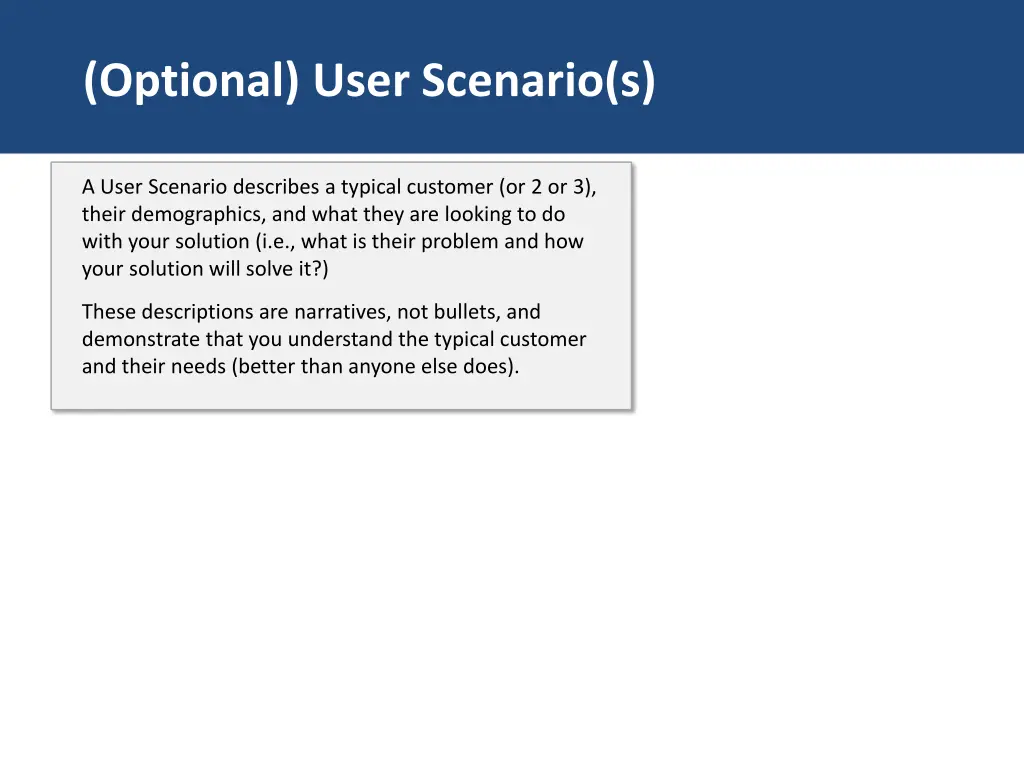 optional user scenario s