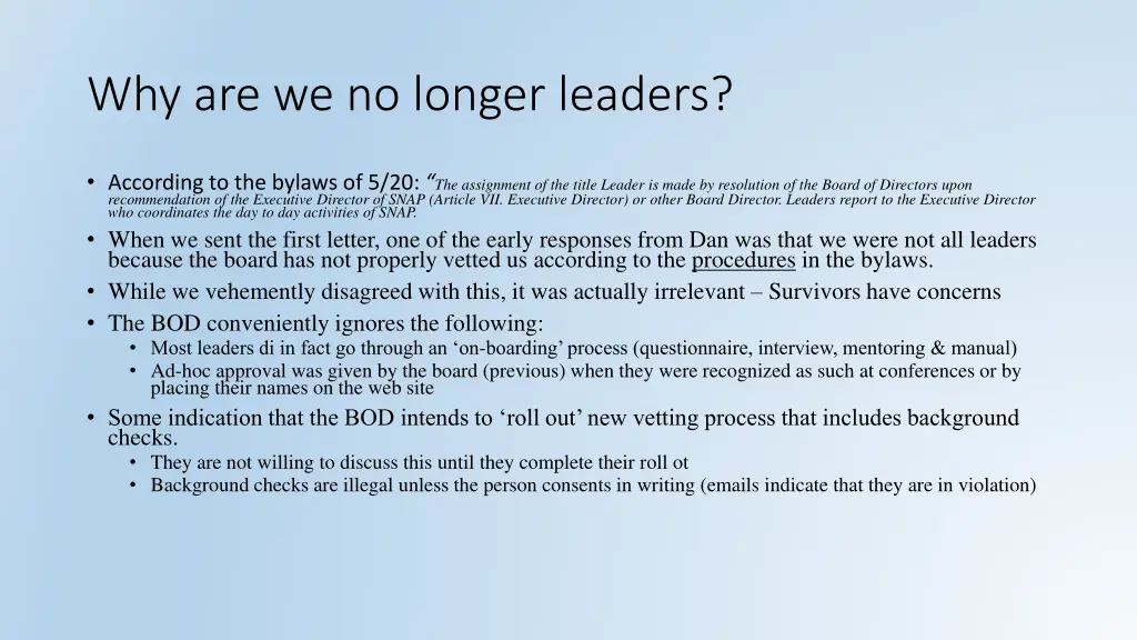 why are we no longer leaders