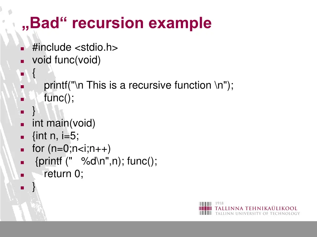 bad recursion example