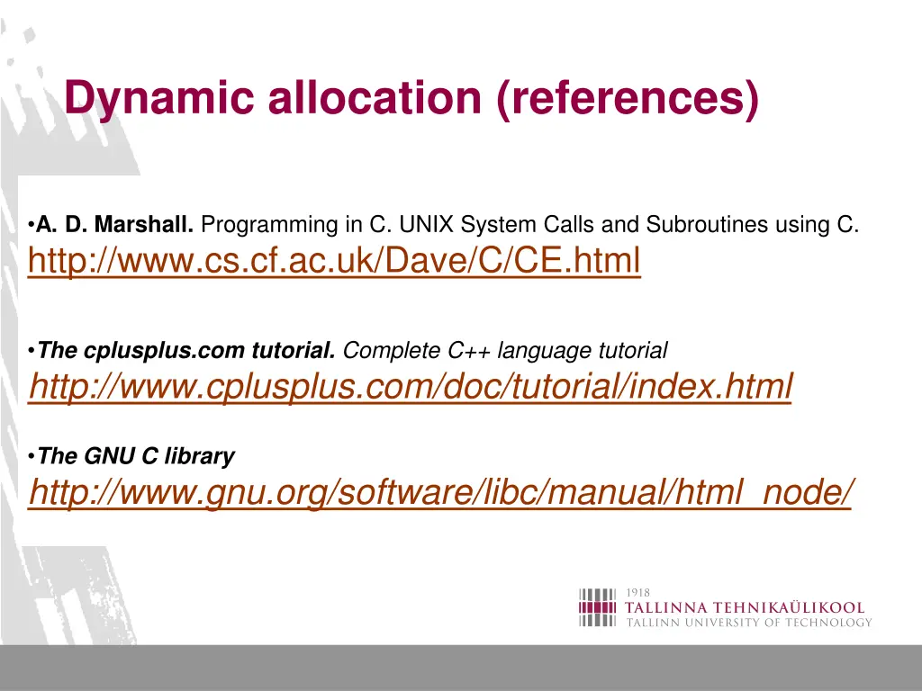 dynamic allocation references