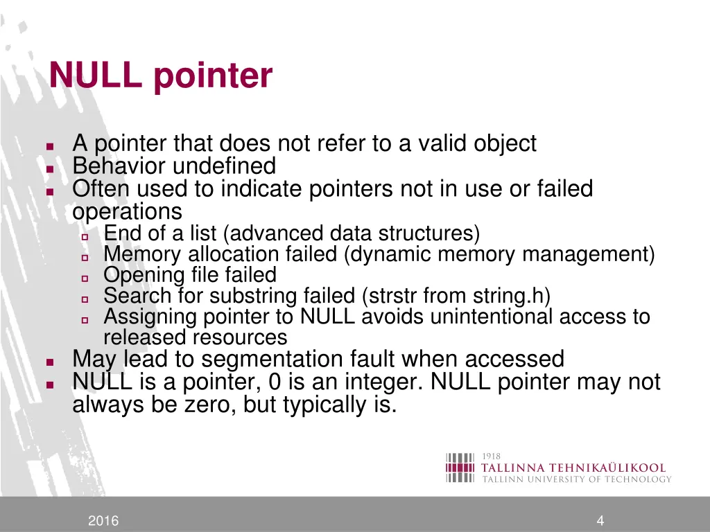 null pointer