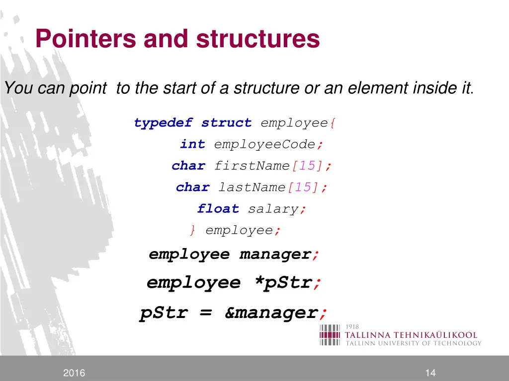 pointers and structures