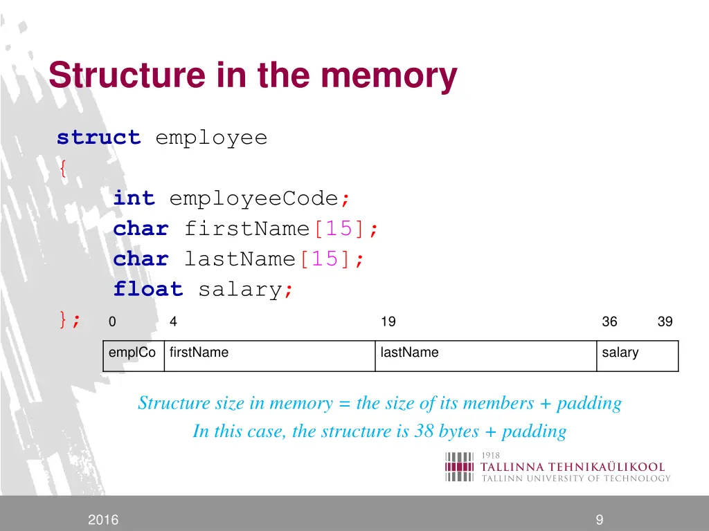 structure in the memory