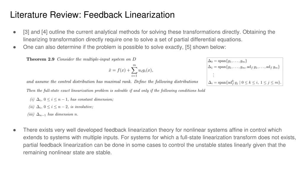 literature review feedback linearization