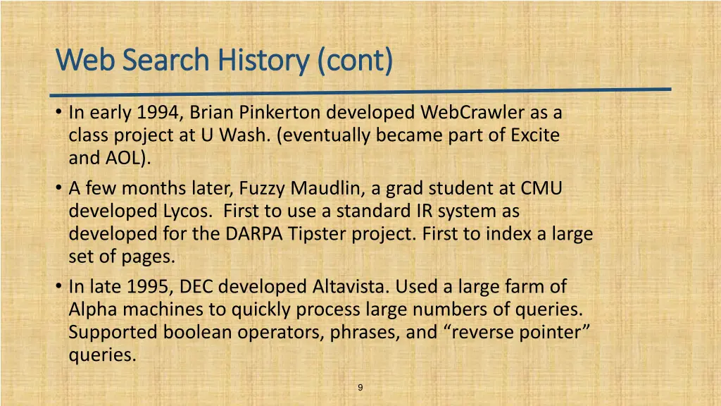 web search history cont web search history cont