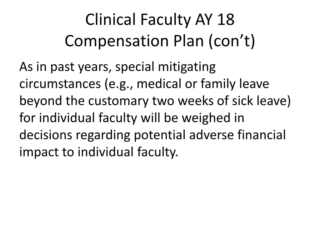 clinical faculty ay 18 compensation plan con t