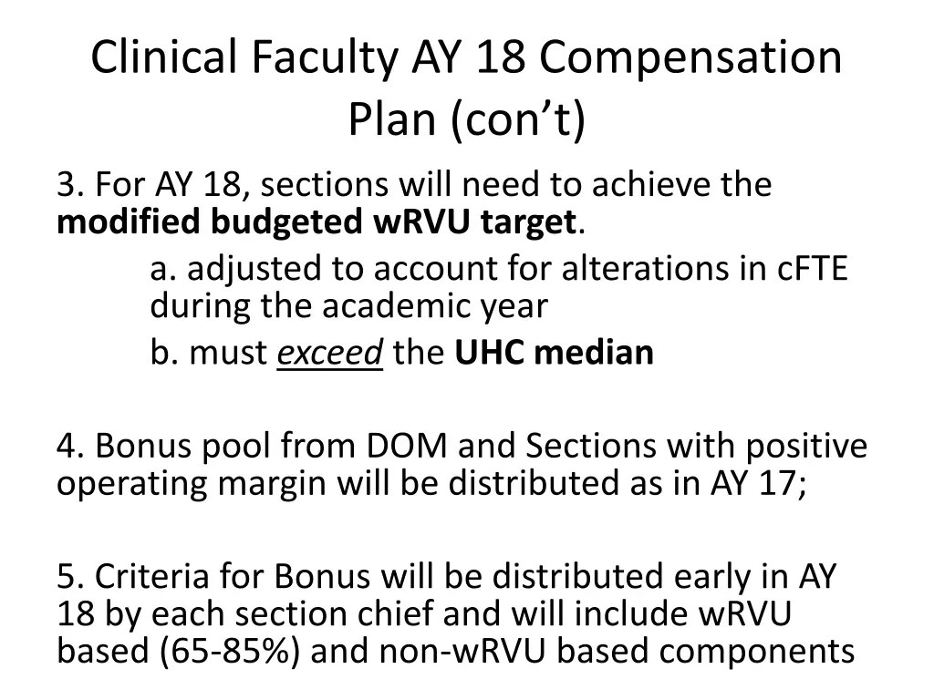 clinical faculty ay 18 compensation plan