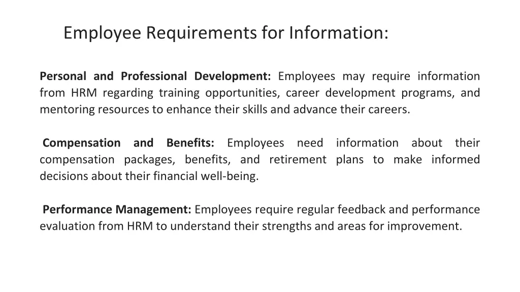 employee requirements for information