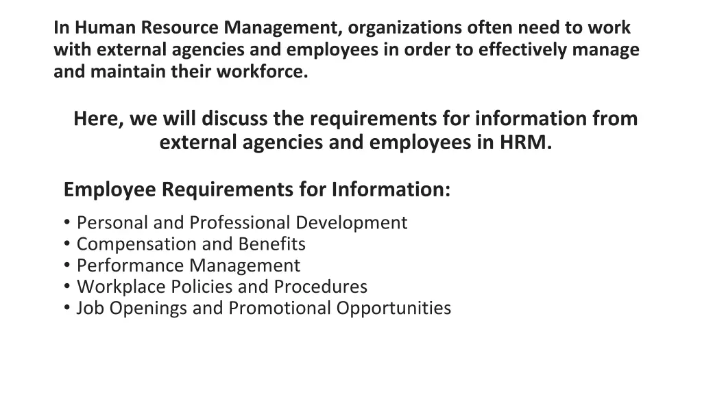 in human resource management organizations often