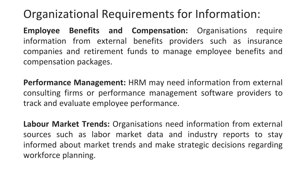 organizational requirements for information 2