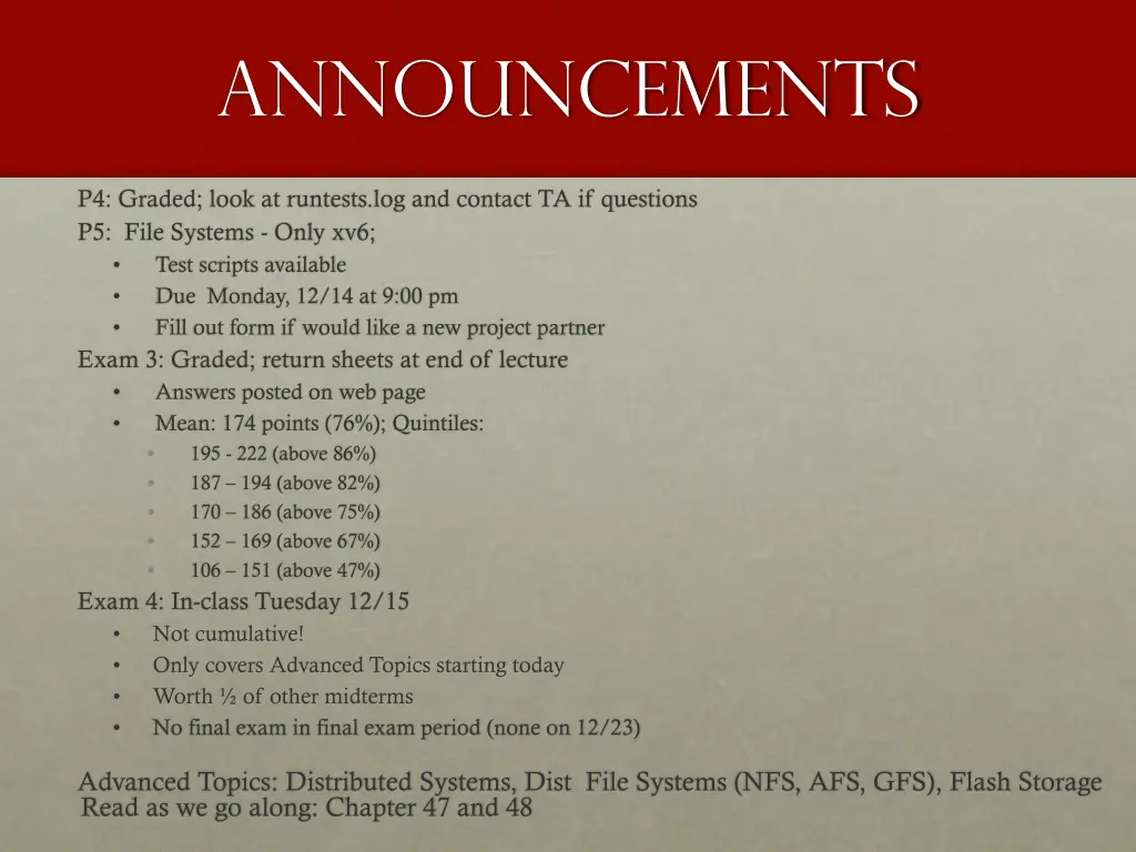 announcements