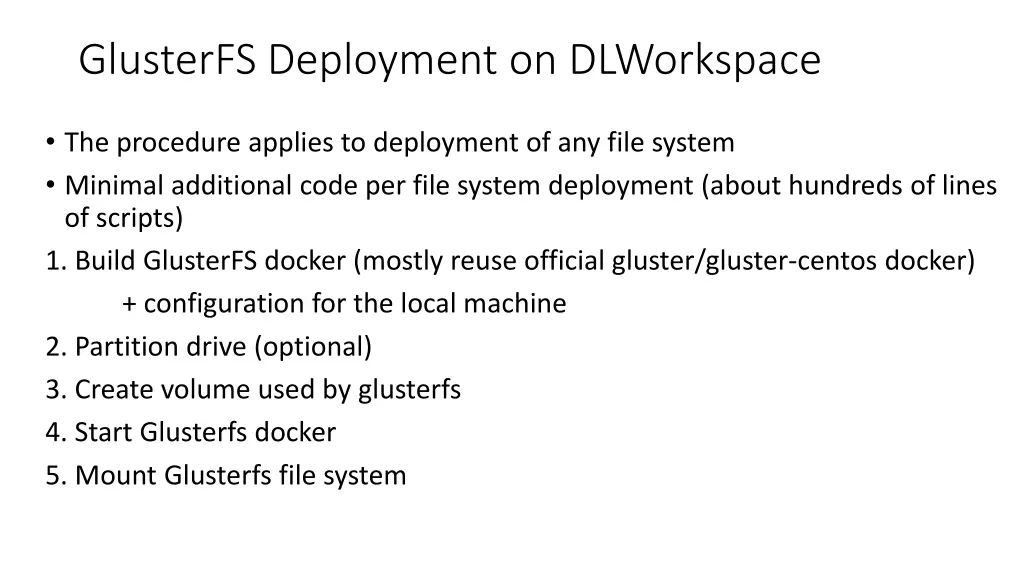 glusterfs deployment on dlworkspace
