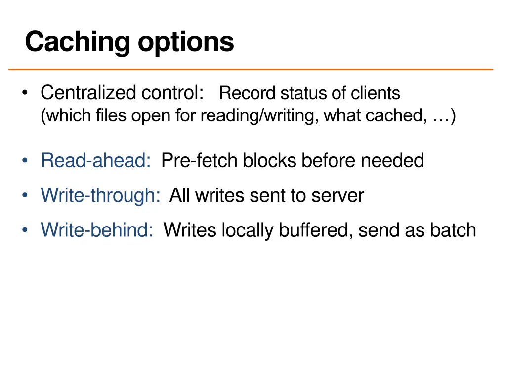 caching options