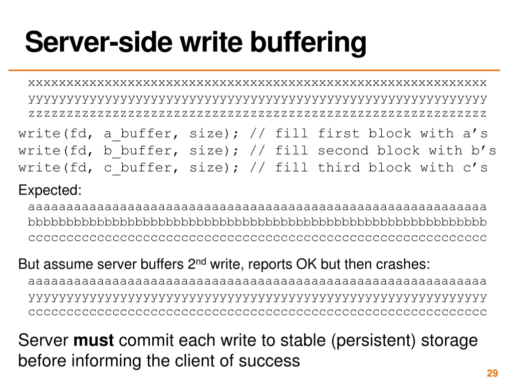 server side write buffering