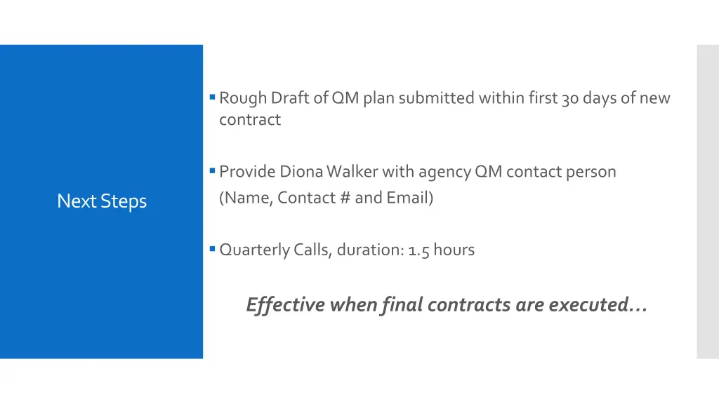 rough draft of qm plan submitted within first