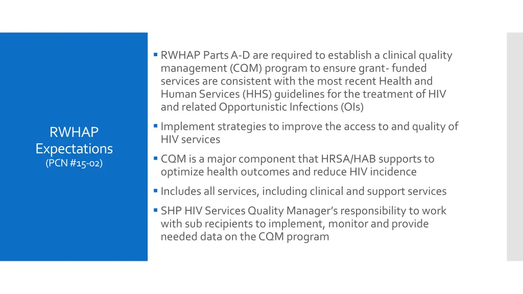 rwhap parts a d are required to establish