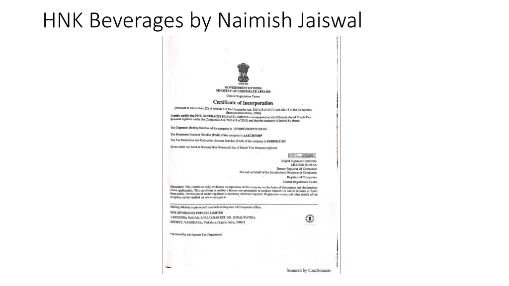 hnk beverages by naimish jaiswal