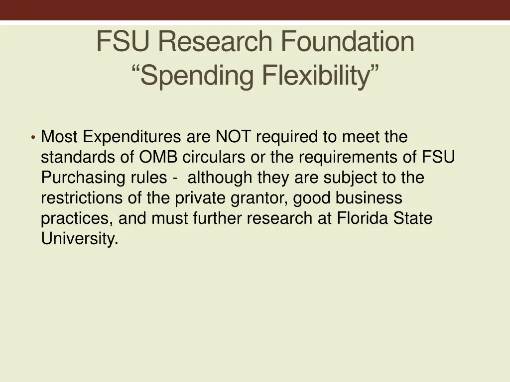 fsu research foundation spending flexibility