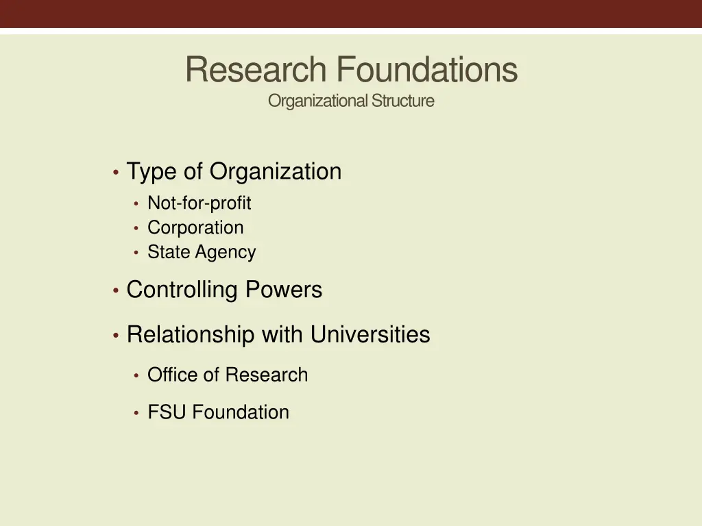research foundations organizational structure