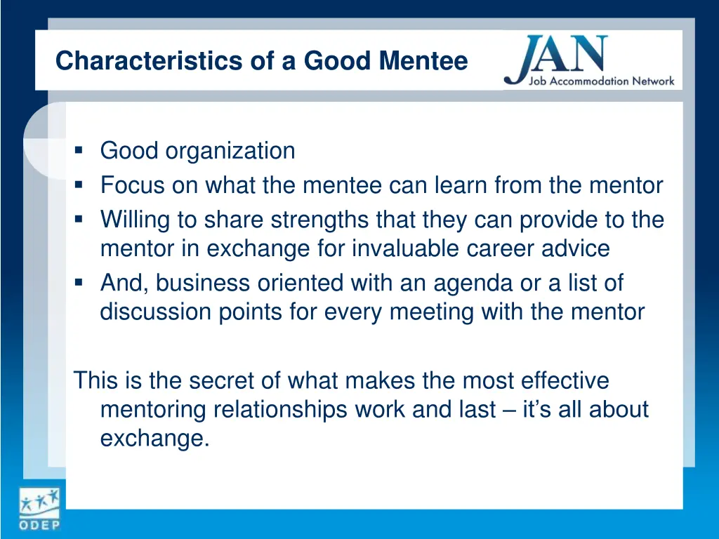 characteristics of a good mentee