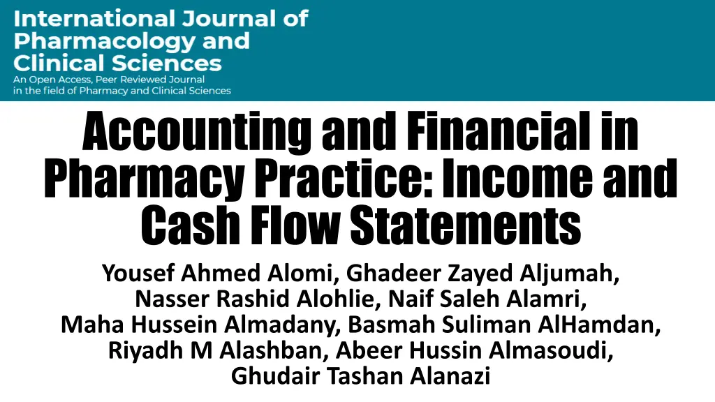 accounting and financial in pharmacy practice