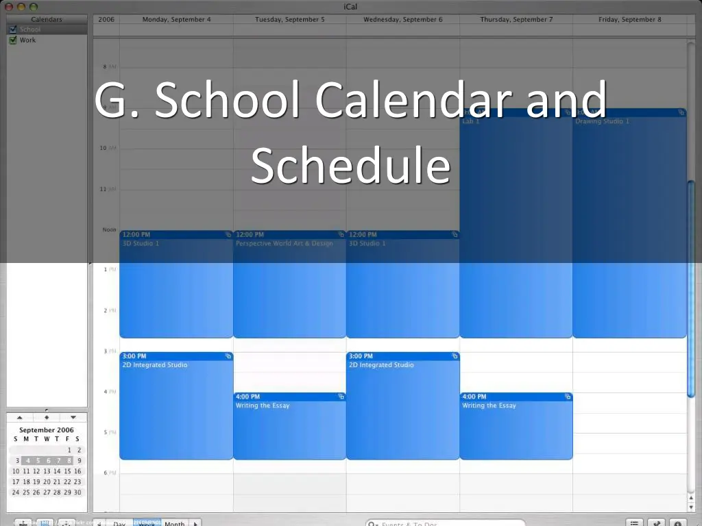 g school calendar and schedule